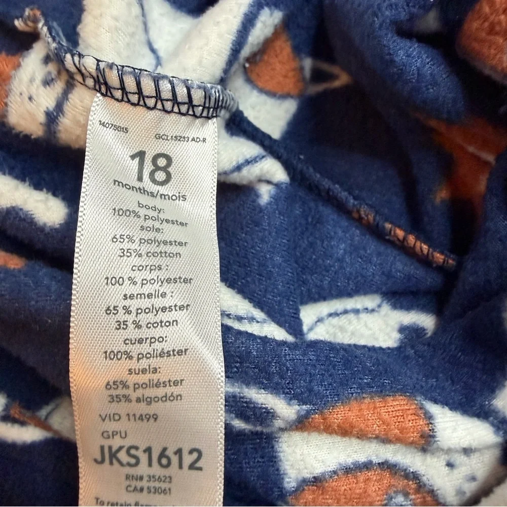 Carter's Navy Dog Print Fleece Footed Onesie Pajamas